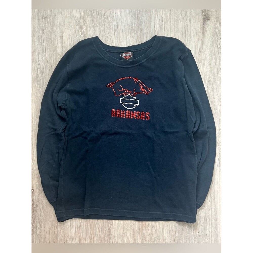 Vintage Y2K Harley-Davidson Arkansas Razorbacks Long Sleeve Shirt Womens Large